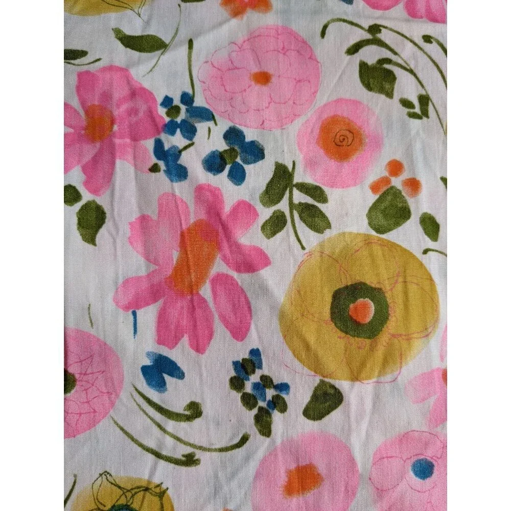 vtg M Lowenstein & Sons Fabric floral flower 70's cottage 44 x 4.5 yards pink fl